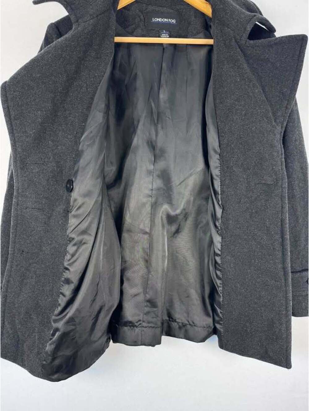 London Fog Women's Dark Gray Wool Blend Peacoat Size Large - Picture 8 of 8